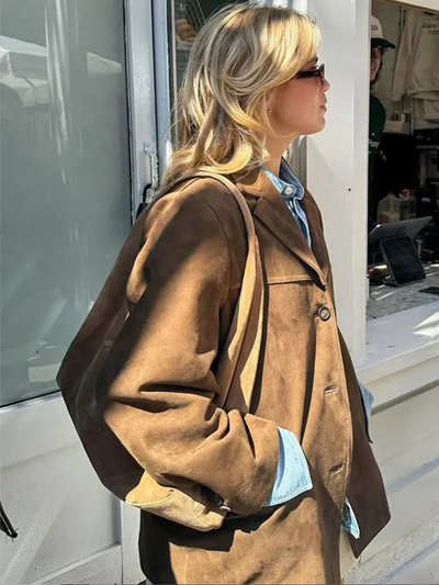 Kristensen ™ | Mira oversize trenchcoat i luksuriøst ruskindslook