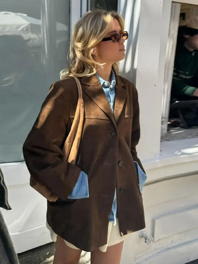 Kristensen ™ | Mira oversize trenchcoat i luksuriøst ruskindslook