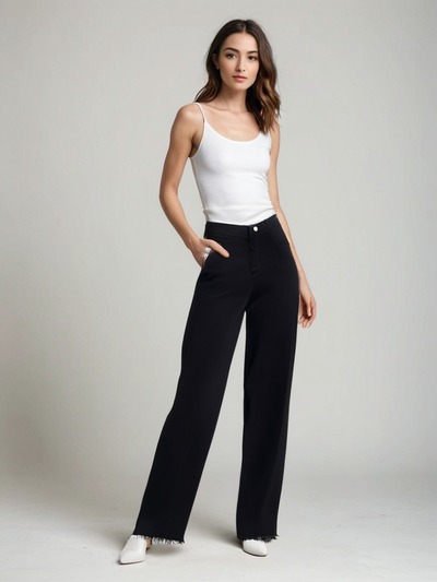 Kristensen ™ | Elegant Sort Jeans med Rå Finish