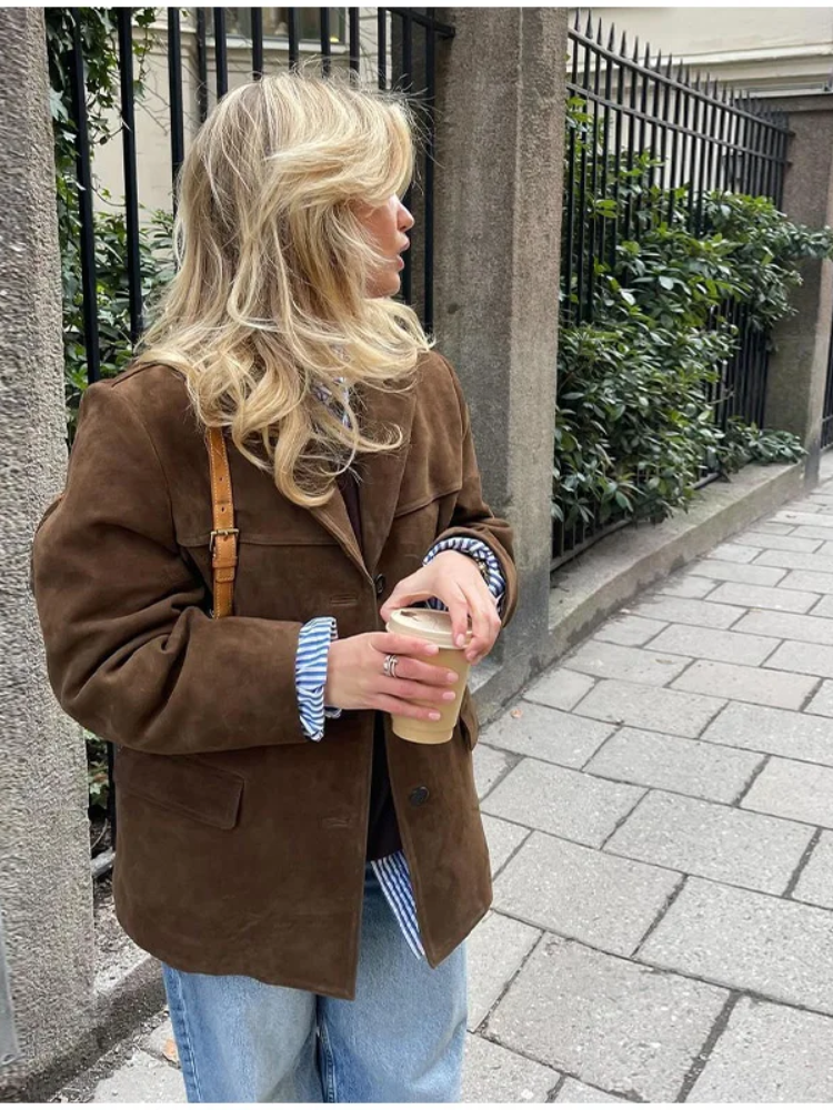 Kristensen ™ | Mira oversize trenchcoat i luksuriøst ruskindslook